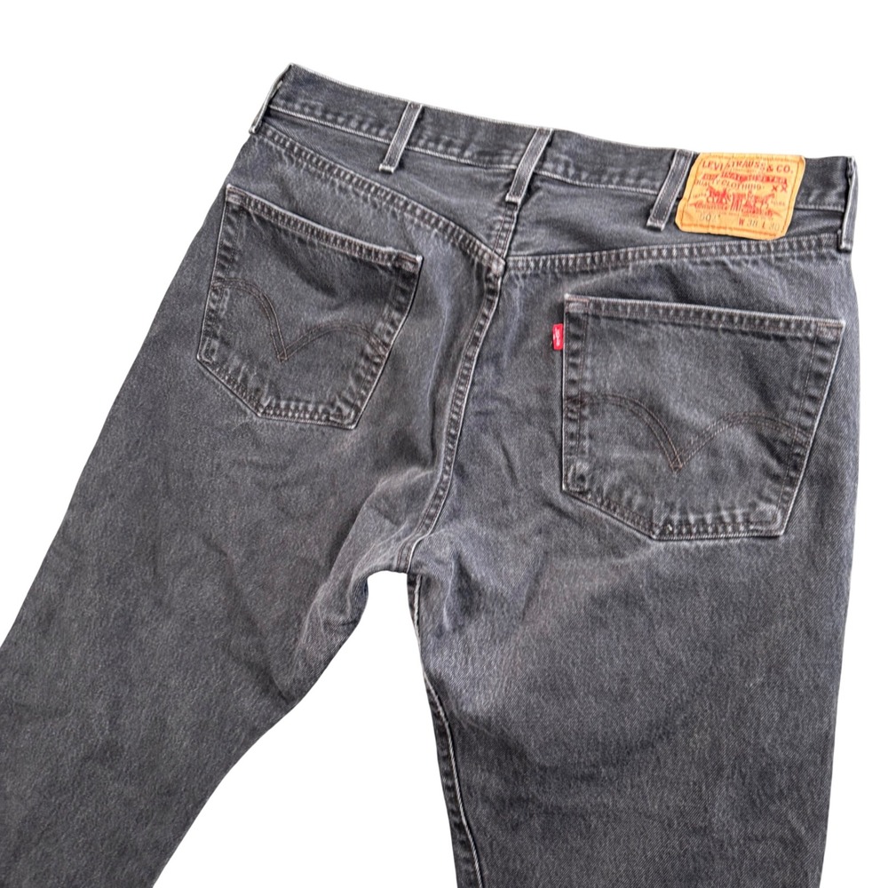 Vintage Levi's 501 Jeans 36x28 Faded Black Button Fly‎ Original Fit Straight Leg